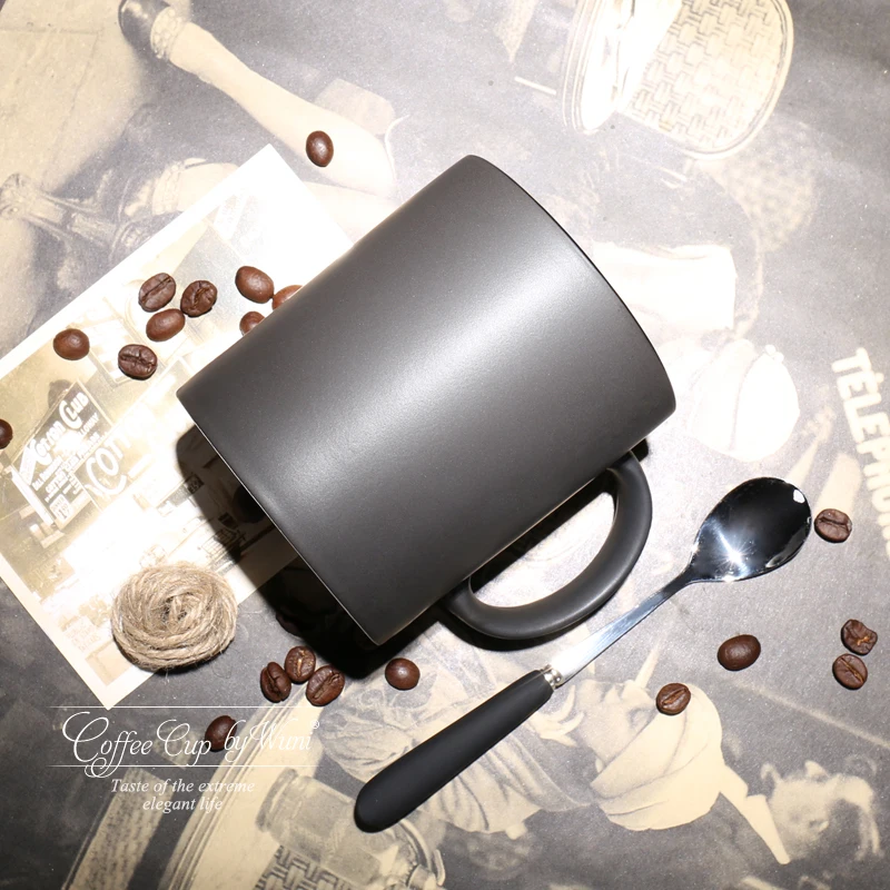 Креативные матовые кофейные кружки с ложкой 420 мл европейские