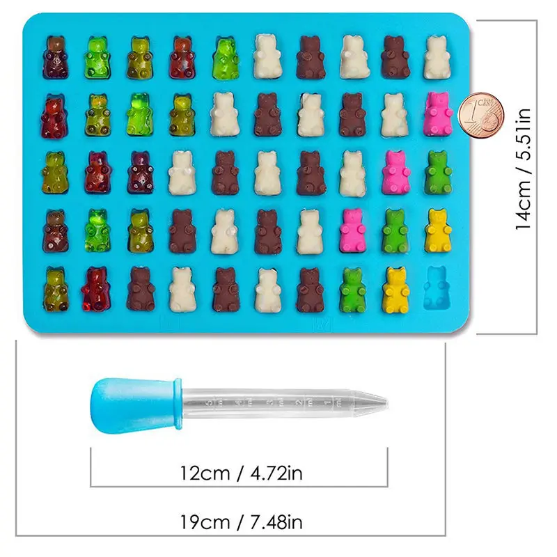 Форма для мастики с пипеткой 50 ячеек|gummy bear mold|jelly moldsilicone mold |