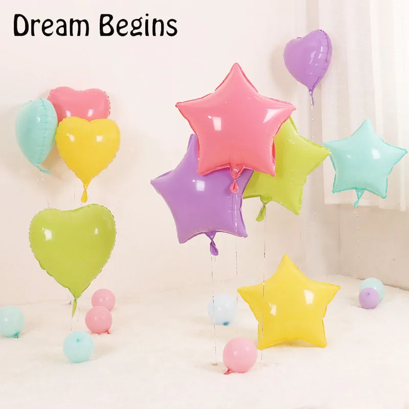 ДБ 2 шт. 18 дюймов Макарон цвета конфеты пентаграмма звезда в форме сердца День