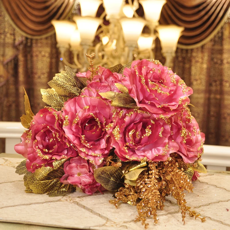 

Французский Романтический букет роз из свежего шампанского, розы, цветы, Цветочный Шелковый цветок, имитация стиля