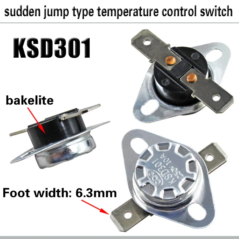 KSD301 10A 250V 50 ~ 150 градусов бакелит нормально закрытый Температура переключатель