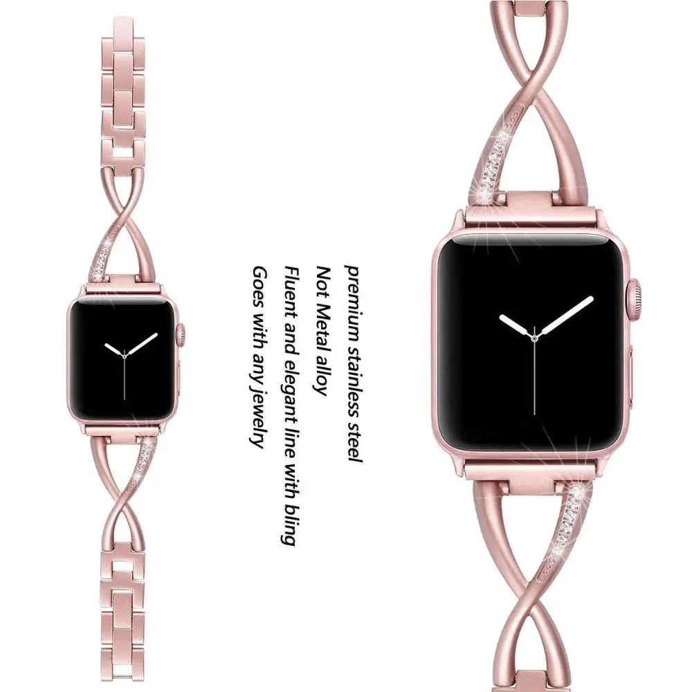 Металлический ремешок из нержавеющей стали для Apple Watch 38 мм 42 40 44 Iwatch браслет серии