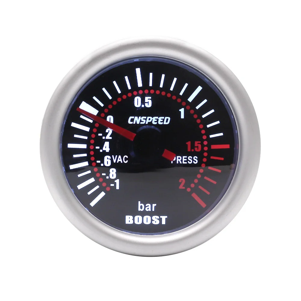 CNSPEED Авто турбо Boost калибр-1~ 0~ 2 бар " 52 мм Универсальный Дым Лен 12 В указатель турбо Boost бар метр Цифровой Белый светодиодный