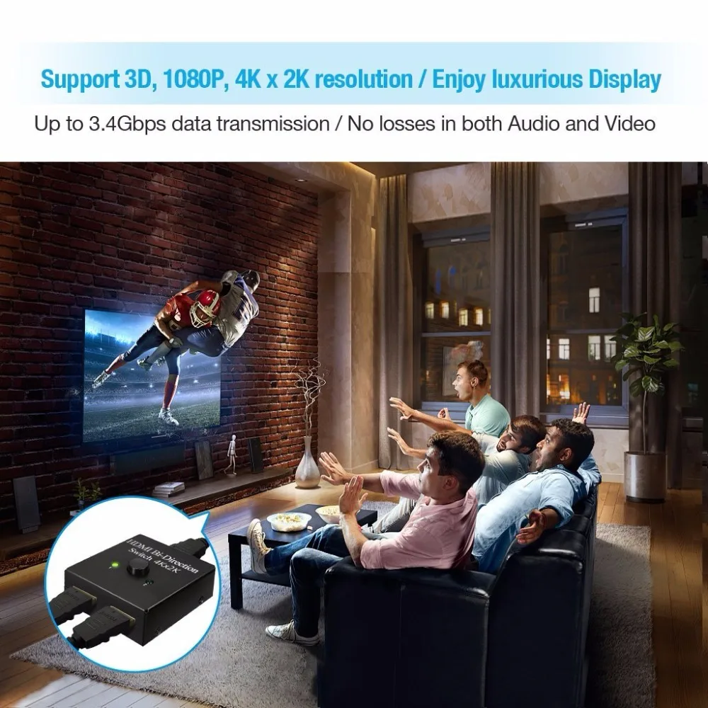 HDMI переключатель с пультом дистанционного управления разрешением 4 K