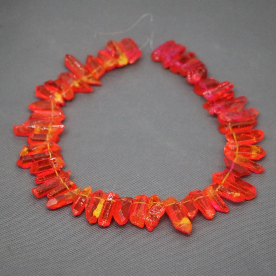 Очаровательный красный лечебный Кристал кварц из бисера топ Просверленный кулон