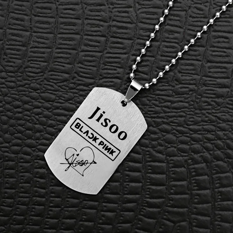 necklace 5 Корейские KPOP Девушки Группа черный розовый логотип кулон ожерелье из нержавеющей стали ювелирные изделия для женщин мужчин поклонников любовь ожерелье s - Окраска металла: necklace 5
