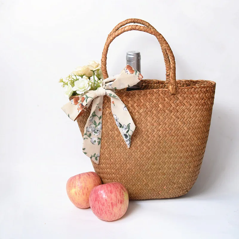 Повседневная Соломенная Сумка Неокрашенная плетеная tote сумки женские Сумочка