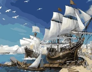 

Ocean Boat Hand-painted oil painting by numbers DIY Paint Acrylic Drawing With Brush Paints Home Decorating AOP021