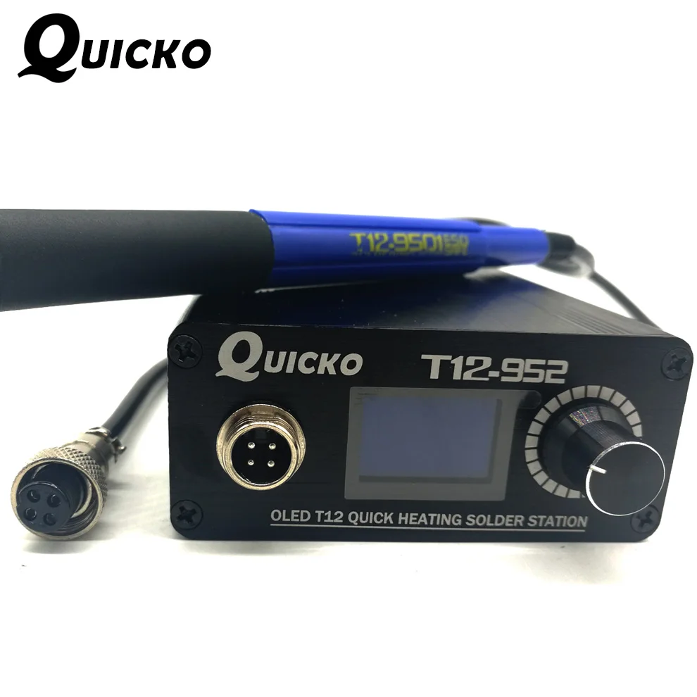 Цифровая паяльная станция QUICKO STC T12 OLED ручка 9501 наконечники паяльника 108 ВТ
