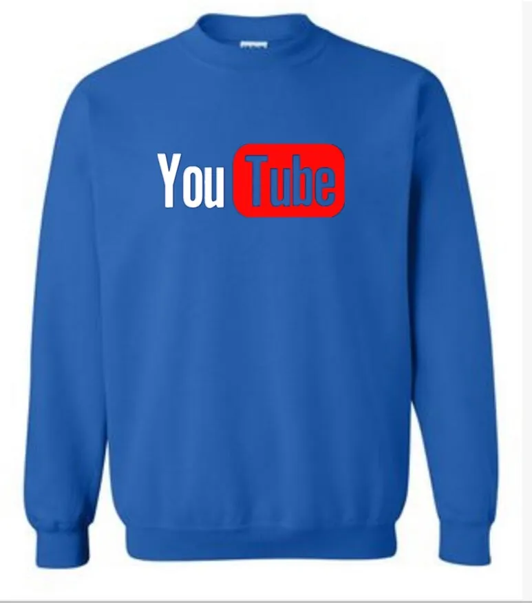 Новый Логотип Youtube печати бренд топы хлопок с длинным рукавом кофты повседневные
