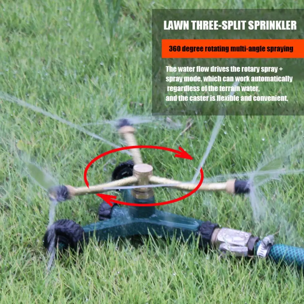 

Brass Revolving Sprinkler Garden Irrigation Tool 3-arm 360-degree Rotating Adjustable Lawn Nozzle Sprinkler