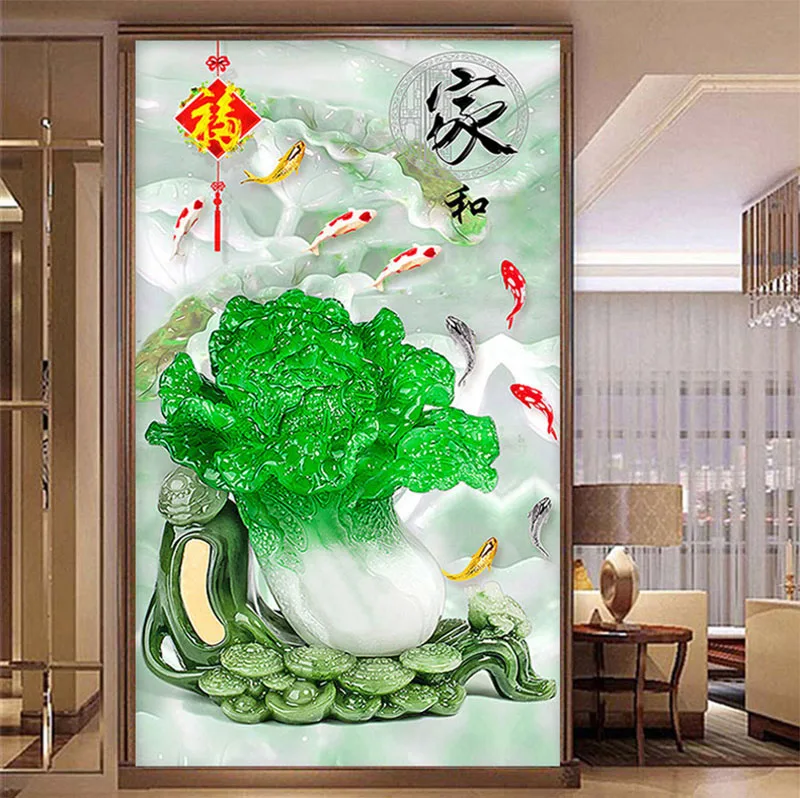 QIANZEHUI вышивка своими руками круглая Алмазная китайская капуста полная стразы