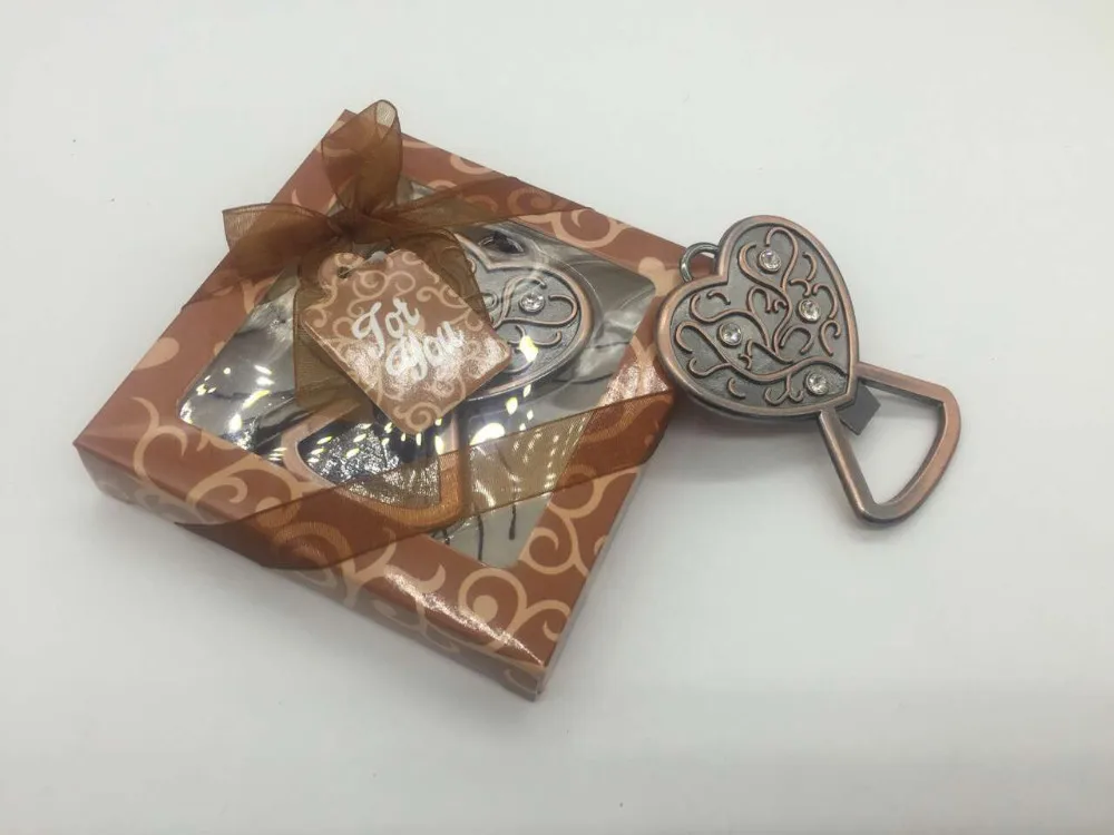 

Wedding giveaways for guest Restore ancient with crystal Heart-shaped bottle beer opener wedding party gift favors