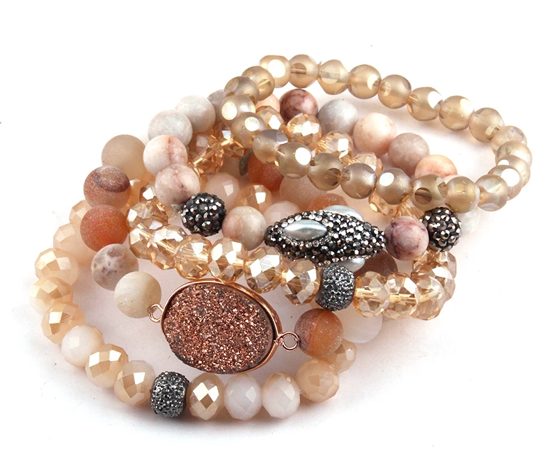 MOODPC модные ювелирные изделия красивый оранжевый браслет набор из натурального