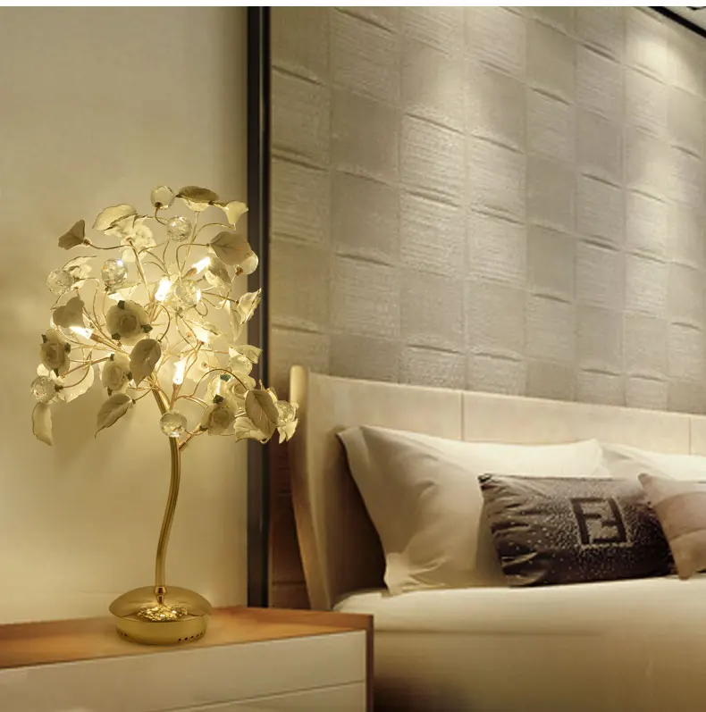 Французский стиль led Хрустальное дерево настольная лампа для столовой