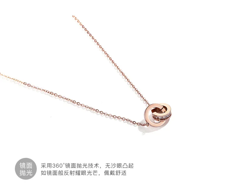 Римская цифра круг Swarovski кристалл кулон розовое золото отделка ожерелье ювелирные изделия из нержавеющей стали женская розовая Золотая грудь