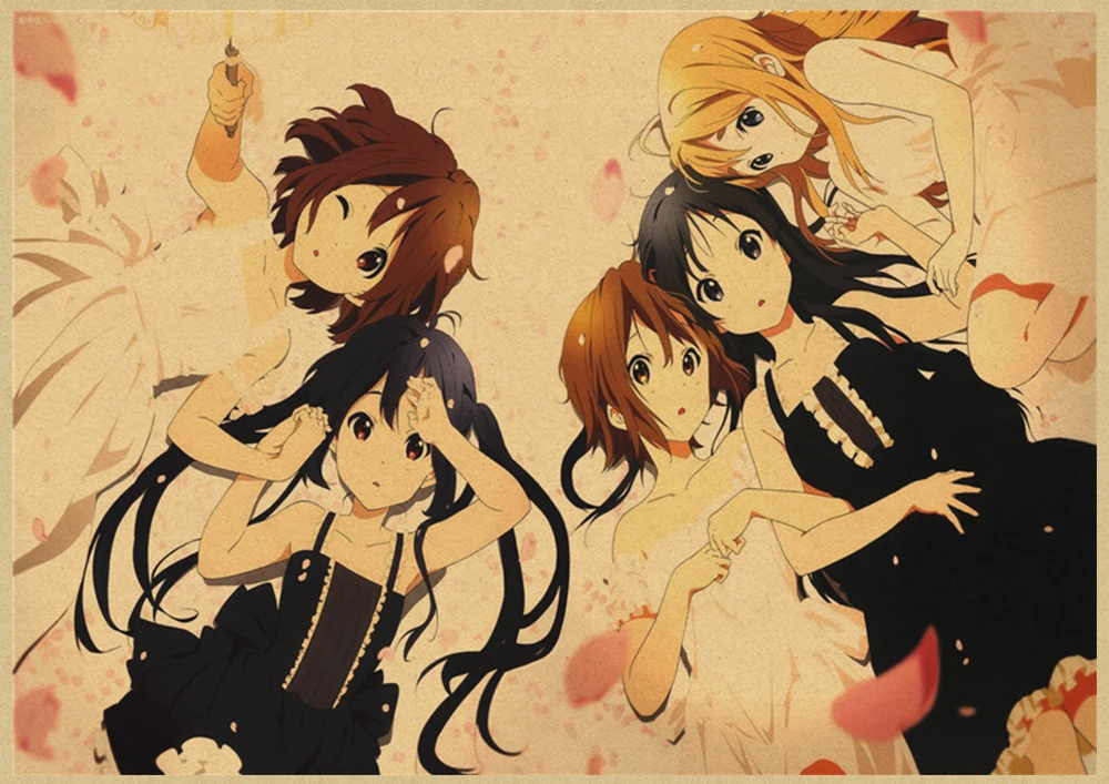 K-ON плакат из крафт-бумаги стикер стены японского аниме плакат из крафт-бумаги s домашний декор комнаты крафт-бумаги наклейки на стену - Цвет: Прозрачный