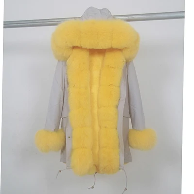 color 15 fox fur Бренд, новинка, длинная камуфляжная зимняя куртка, женская верхняя одежда, толстые парки, натуральный Лисий мех, пальто с воротником, с капюшоном, pelliccia - Цвет: color 15 fox fur