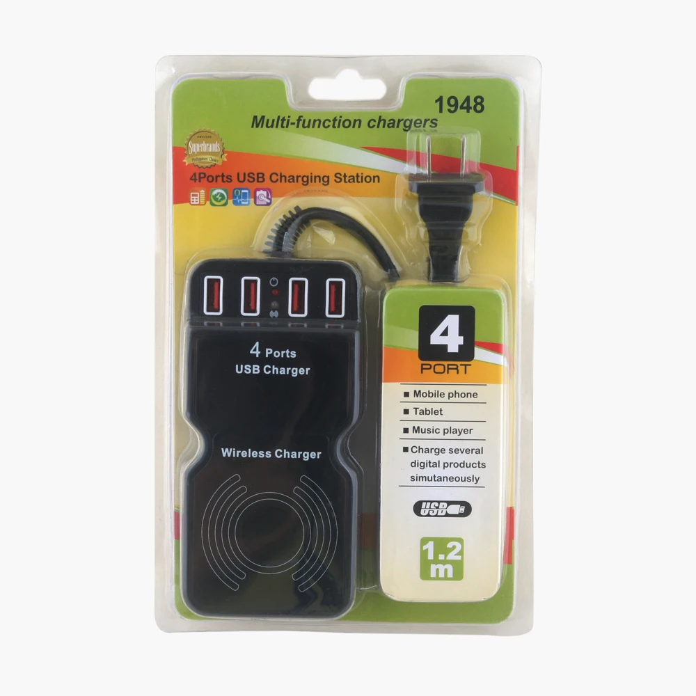

3 in 1 4 Ports Max 2.1A Wireless/USB Charger US plug usb charger