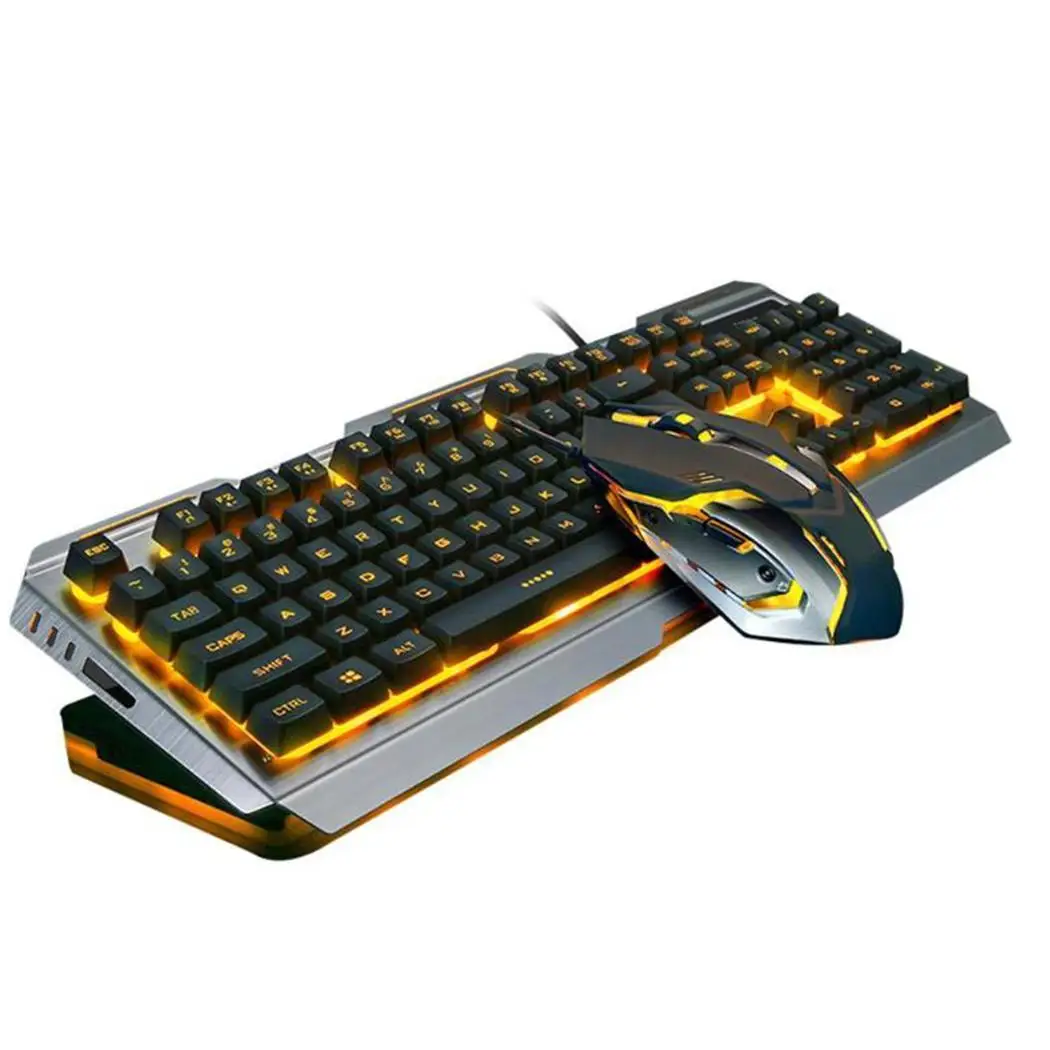 Прочная USB Проводная светящаяся игровая мышь клавиатура для настольного