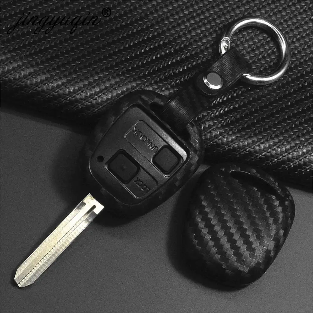 

jingyuqin Carbon Silicone Car Key Cover Case for LEXUS RX300 ES300 TOYOTA CAMRY RAV4 PRADO COROLLA AVENSIS LAND CRUISER YARIS