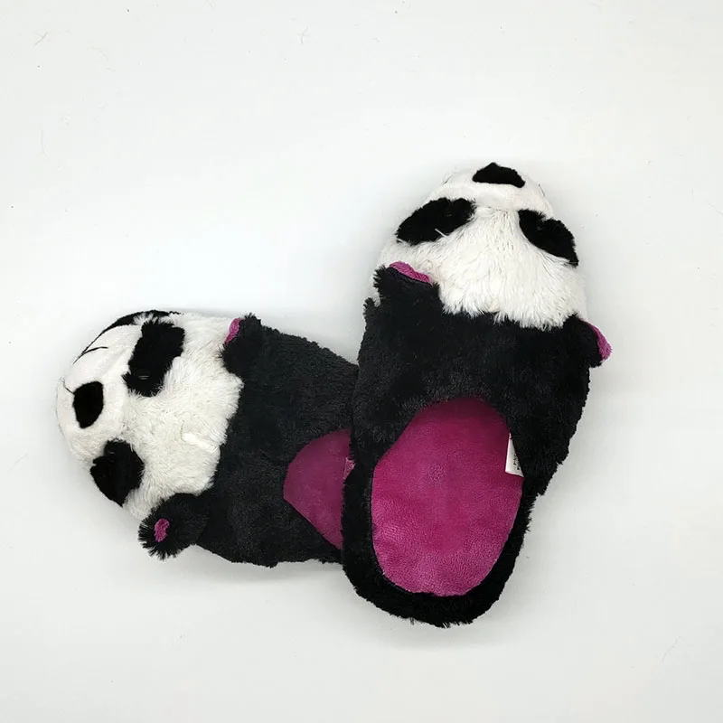 Домашние тапочки с пандой на заказ домашние Детские теплые меховые обувь для