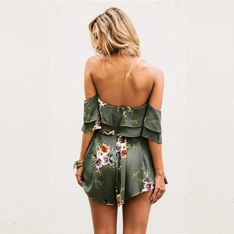 Danjeaner с открытыми плечами Boho Стиль Цветочный принт легкий костюм шортами для