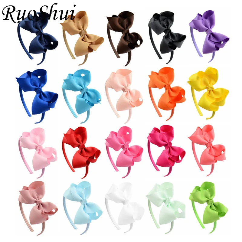 New Soild Bow Baby Headband Pink Ribbon Hair Bands Handmade DIY Hair Bow Headwear Hair Accessories for Children Newborn Toddler