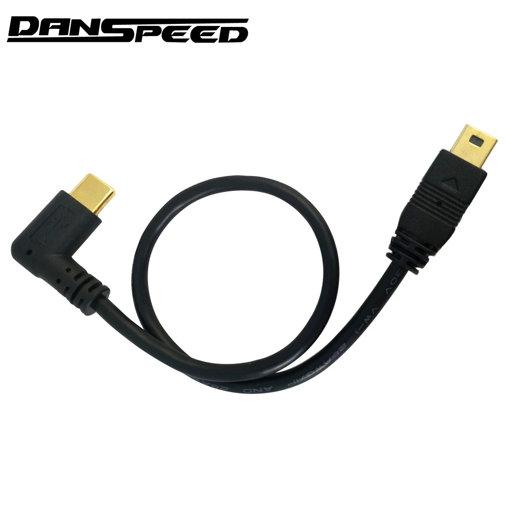 DANSPEED Портативный Mini USB 5-контактный штекер Тип C Male угол кабель адаптер конвертер OTG USB для синхронизации данных и зарядки шнур 25 см