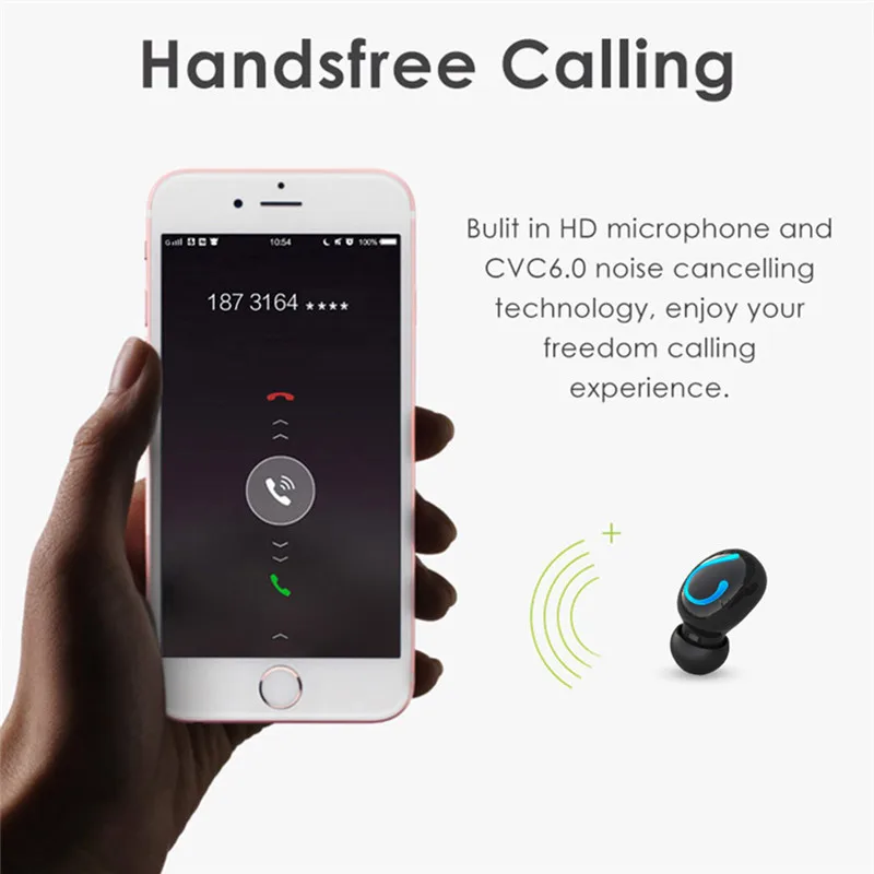 Спортивные мини наушники TWS вкладыши с зарядным устройством 1500 мАч беспроводная