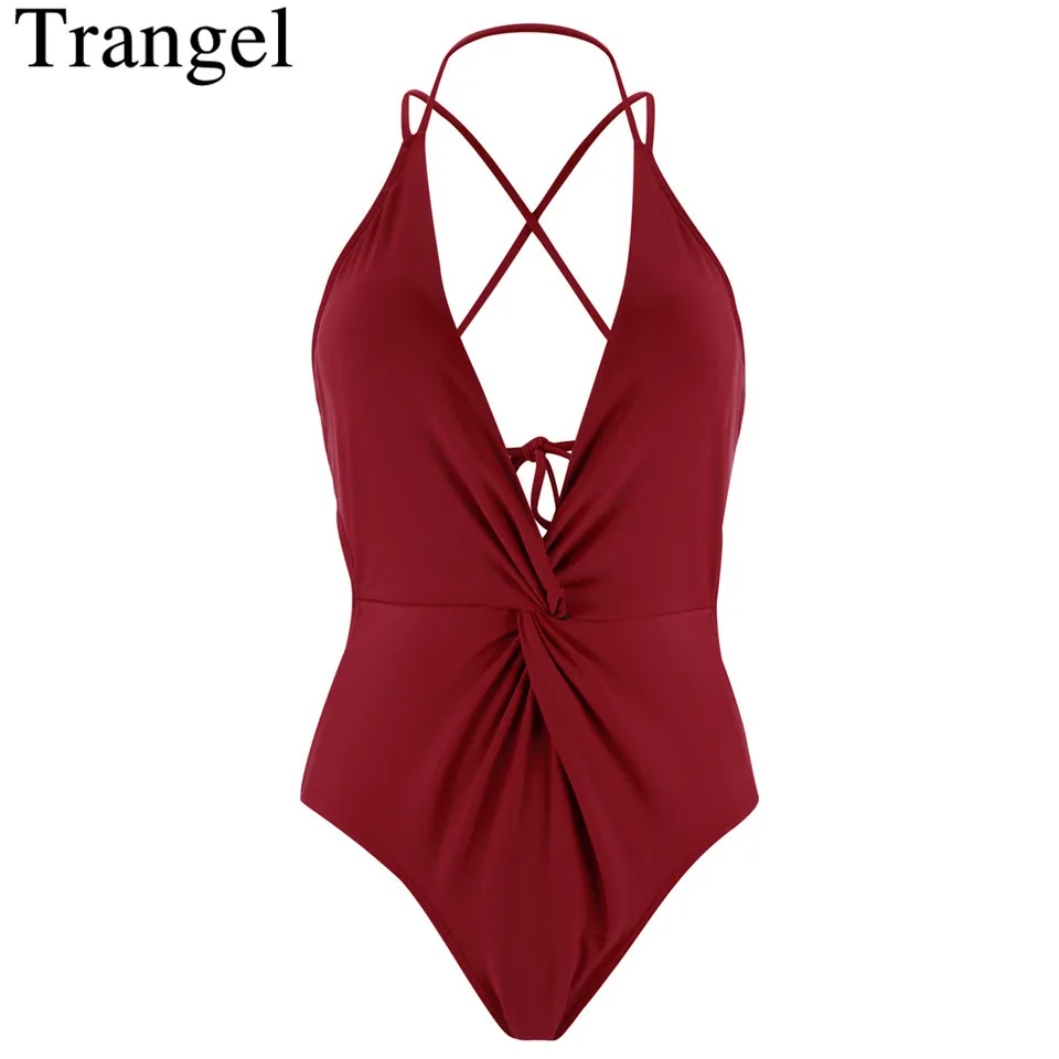Trangel сексуальный глубокий v образный купальник женский с открытой спиной