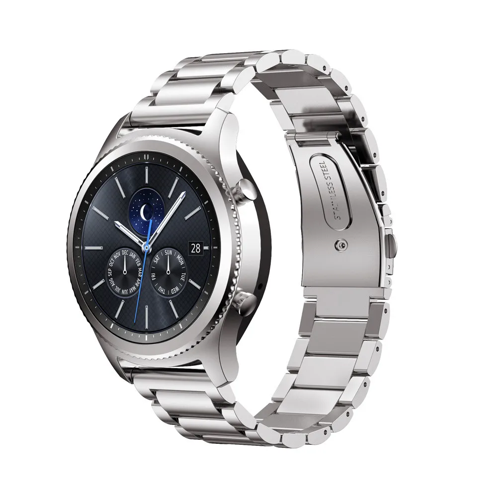 Смарт часы из нержавеющей стали для samsung gear S2 ремешок браслет Черное золото
