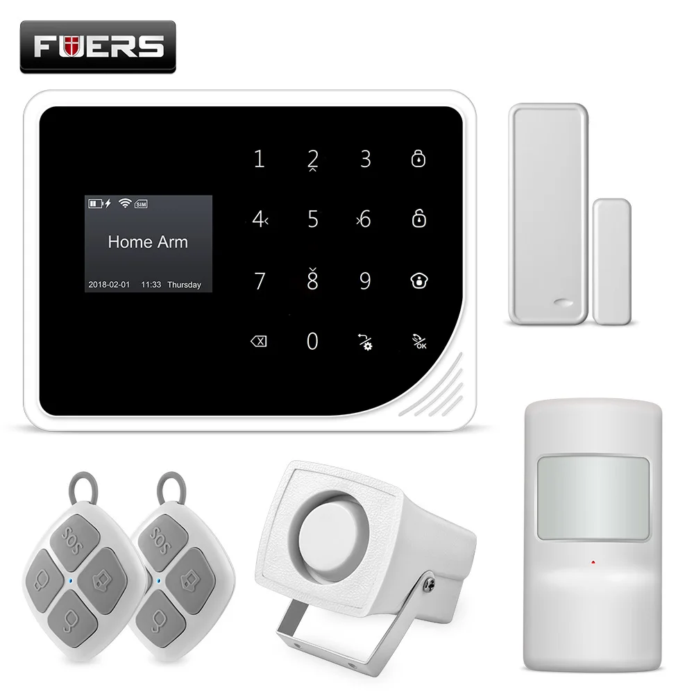 FUERS 2 4G Wifi GSM сигнализация Охранная домашняя 850/900/1800/1900 МГц с экраном дисплей