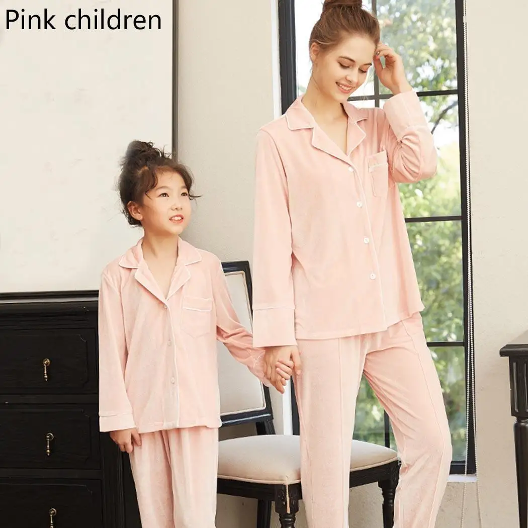 Одноцветная Пижама с рисунком семейный пижамный комплект для детей и мам одежда