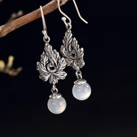 phoenix chalcedony agate pomegranate corundum national style sterling silver antique high end female eardrop