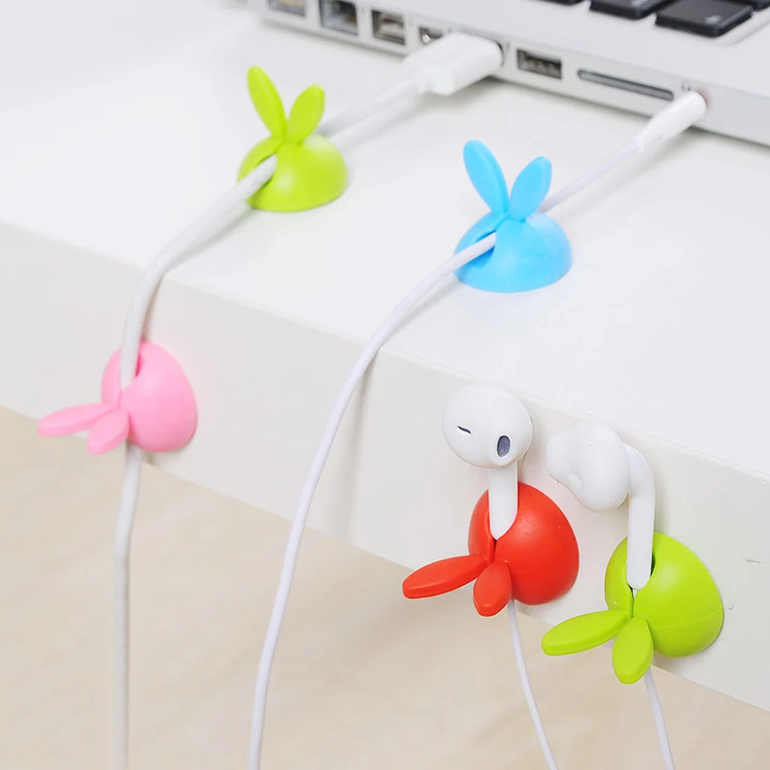 4 шт./лот, креативные зажимы для кабеля с заячьими ушками, шнуры, USB зарядное устройство, крепление кабеля, стол, аккуратный органайзер, провод, шнур