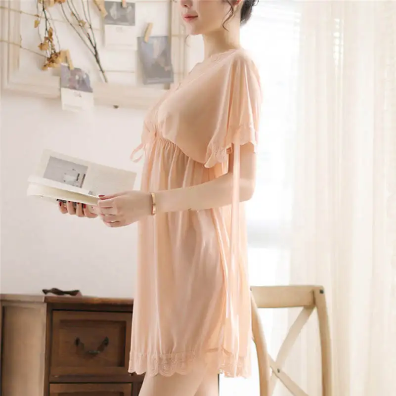 Ночные рубашки женская ночная рубашка свободная однотонная пикантная одежда для
