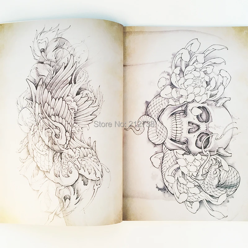 Новейшая японская традиционная TOP-Tattoo-Flash-Book-Buddha-Ganesh-KOI-Hannya A4 43 страницы