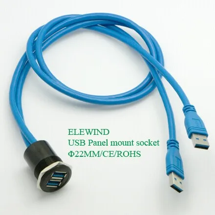 25 мм металлическая панель USB(2x USB3.0 Женский A-MALE A 2x60 см проводка