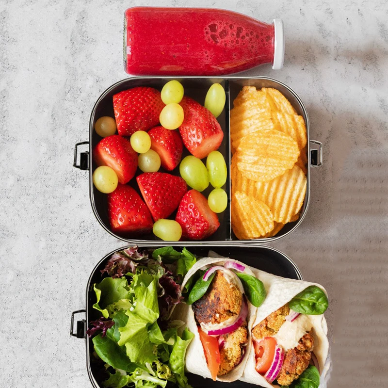 Ланч-бокс пищевой контейнер кухонный Bento box 304 нержавеющая сталь регулируемая коробка для хранения герметичная силиконовая уплотнительное кольцо