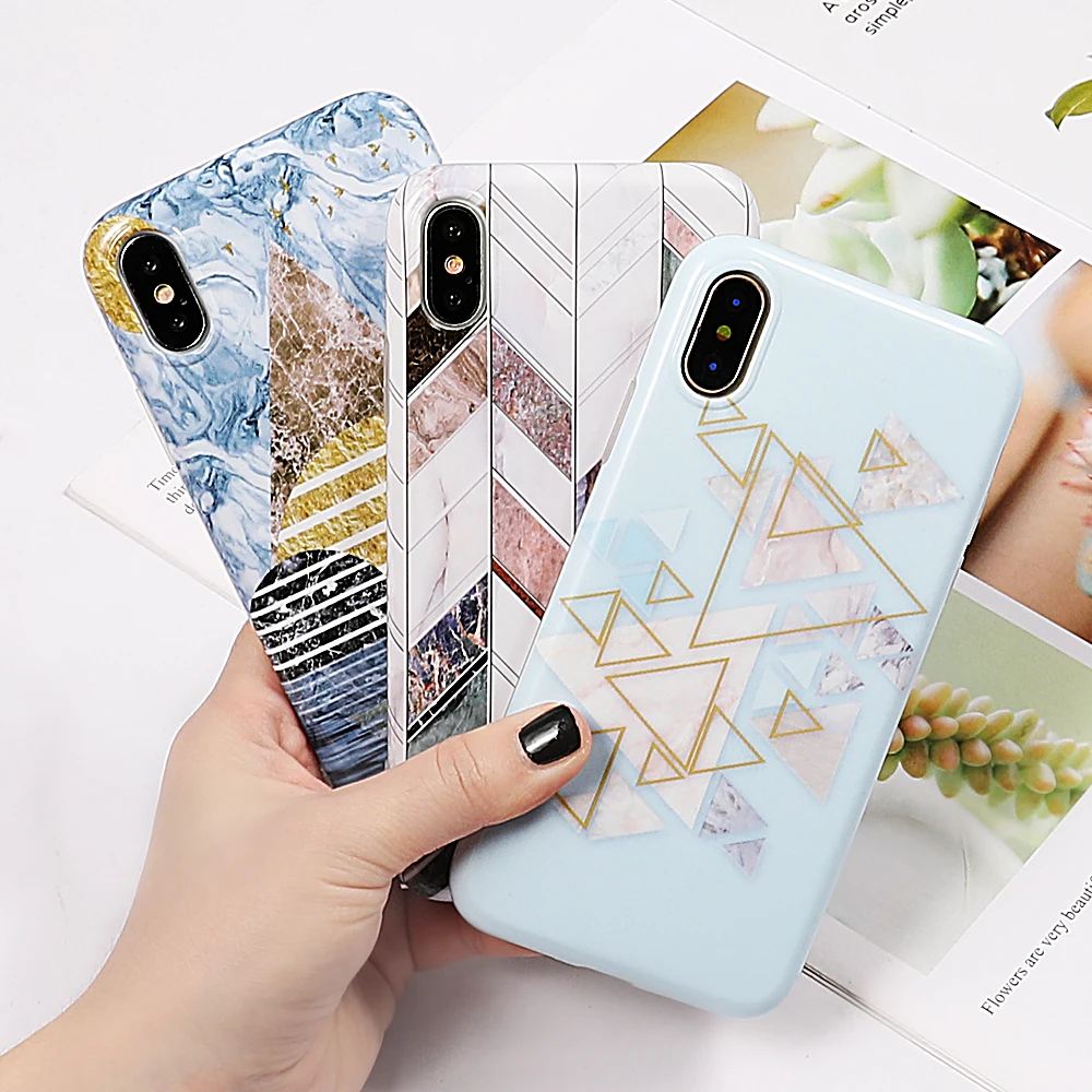 LOVECOM мраморный чехол для телефона для iPhone 11 Pro Max XS Max XR XS 6 6S 7 8 Plus X геометрический треугольник мягкий IMD чехол для телефона подарки