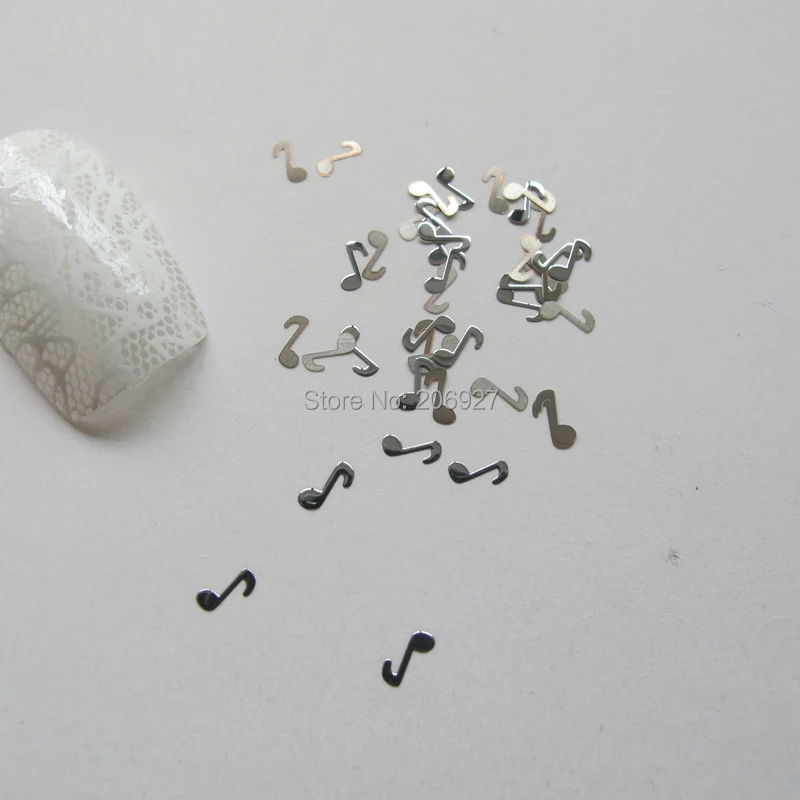 MS143-1 100 шт. серебряные милые наклейки с музыкой металлические для дизайна ногтей