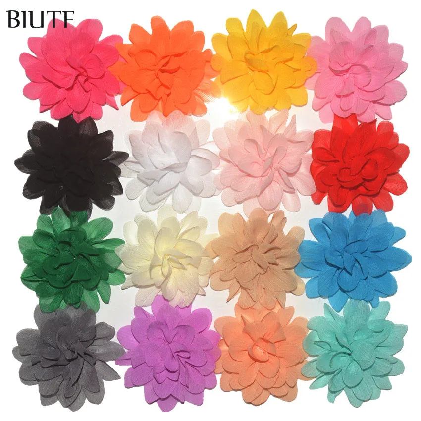 28 шт./лот 2 8 дюймов Плетеный Шифоновый Цветок с заколками круглый острый лепесток