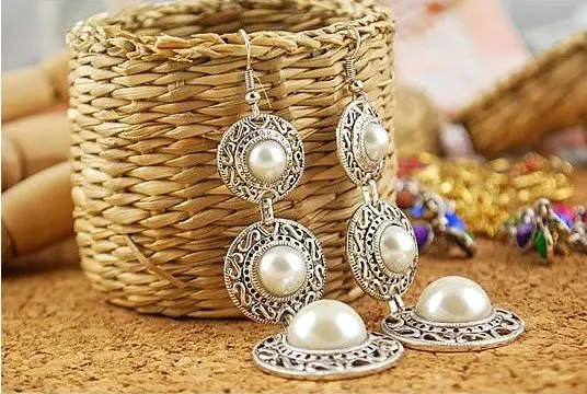 Модные висячие серьги новый стиль ретро благородные женские 3 круга белые с