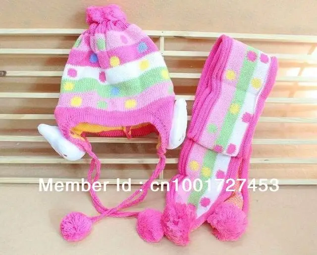 100% cotton warm thicken knitting baby hat for winter plus scarf | Детская одежда и обувь