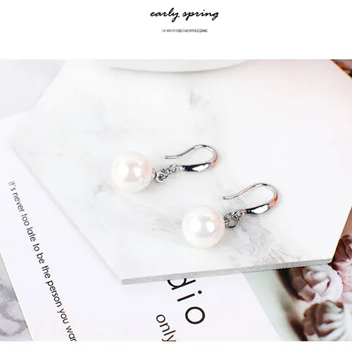 Pearl Silver Manxiuni 1 пара серебряный цвет имитация жемчуга Висячие серьги для женщин новые ювелирные изделия Brincos подарок - Окраска металла: Pearl Silver