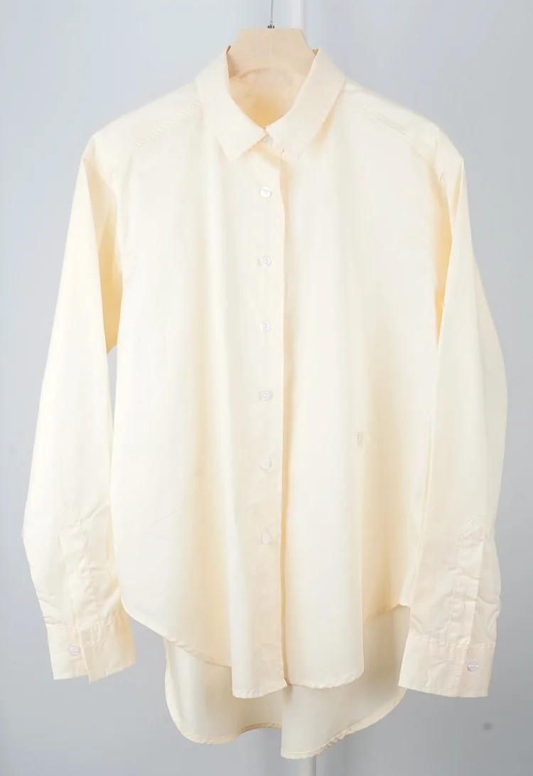 Женская блузка, рубашка, хлопок, белый светильник, желтый цвет, blusas boy friend style, высокое качество, негабаритный Топ, новинка, ins fashion