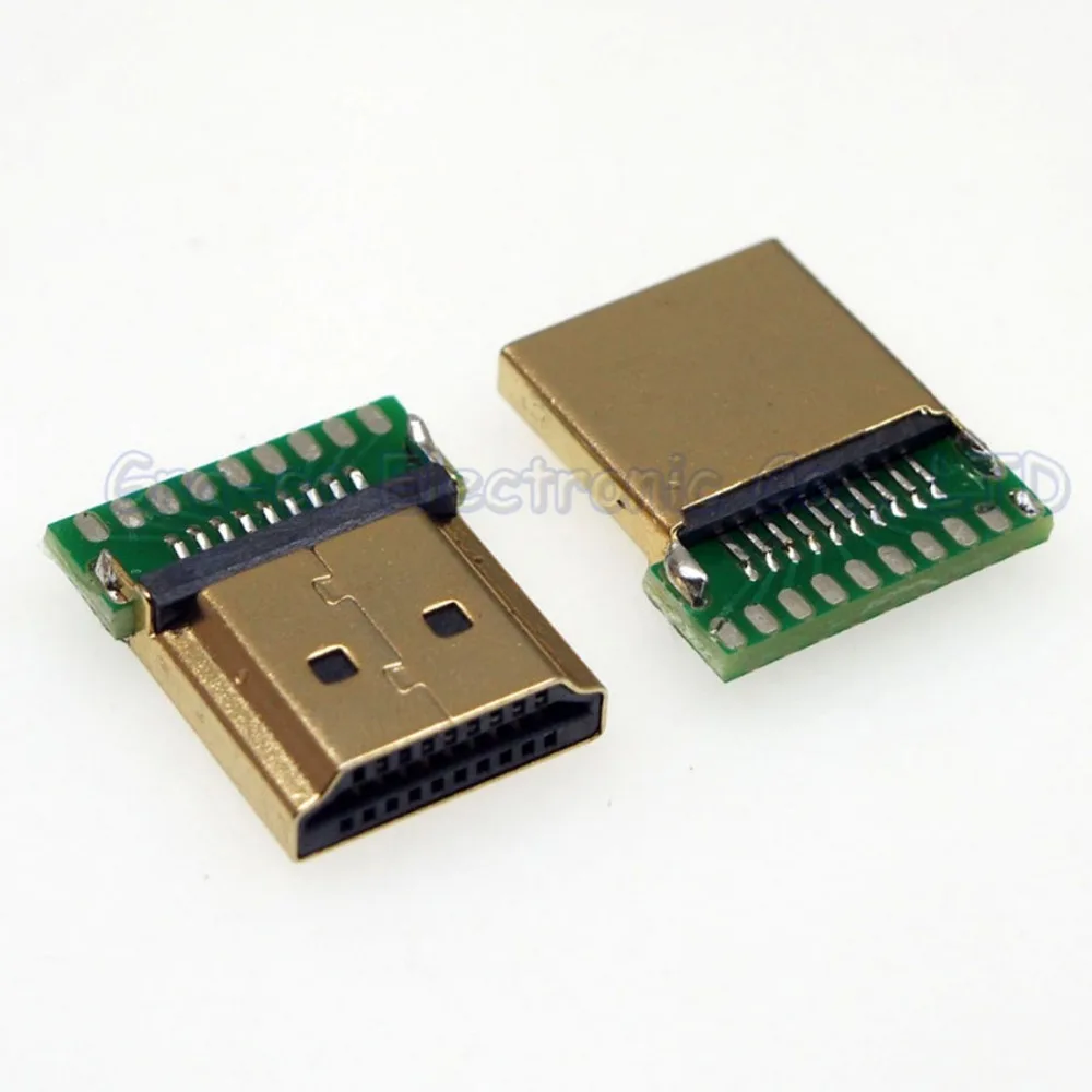 2 шт./лот позолоченный 19PIN HDMI тип A штекер разъем с печатной платой версия 1 4| |