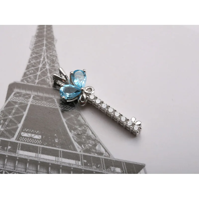 Женская цепочка с кулоном серебро 925 пробы голубым топазом|jewelry supplies chain|jewelry mens
