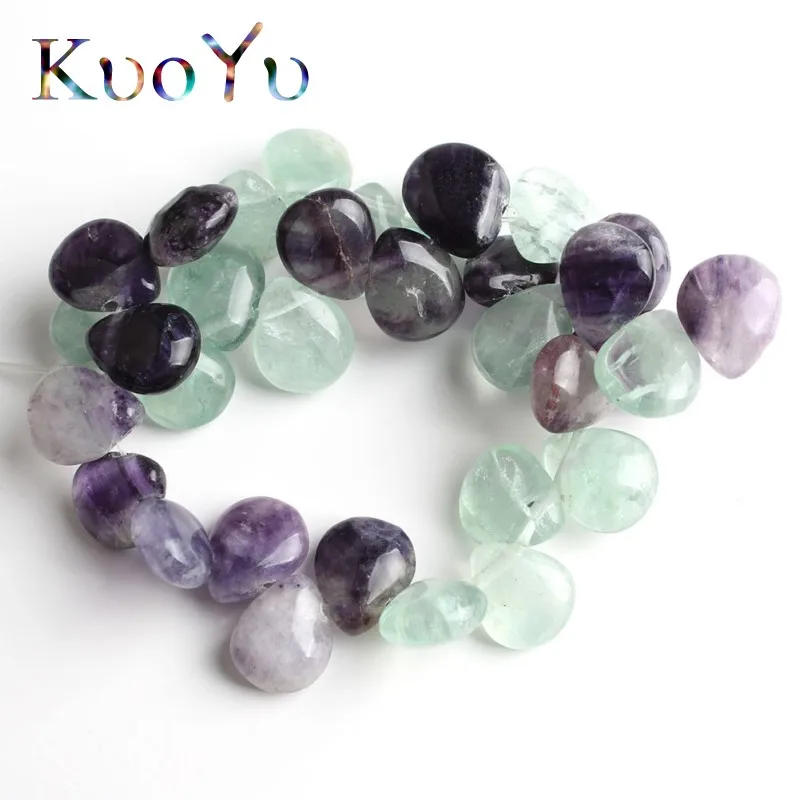 Fluorite Натуральная форма капли воды кварцевые нефриты бусы из камня Агата для самостоятельного изготовления ювелирных изделий браслет аксессуары 10*12 мм 32 шт - Цвет: Fluorite